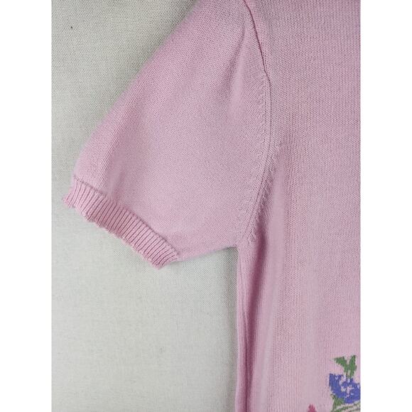 Fred Thomas Women's S pink Scalloped neck sweater floral cottagecore croquette - Picture 6 of 9